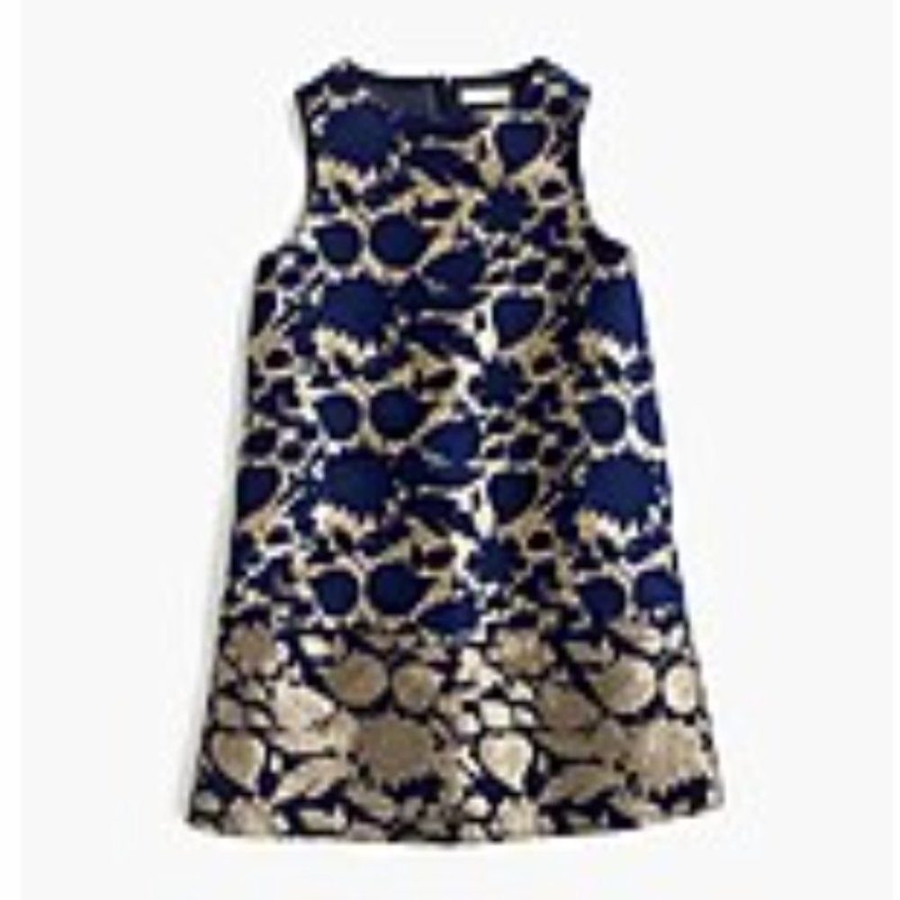 J. Crew Crewcuts Girls' A-Line Dress in Reverse Metallic Jacquard: Indigo Size 2